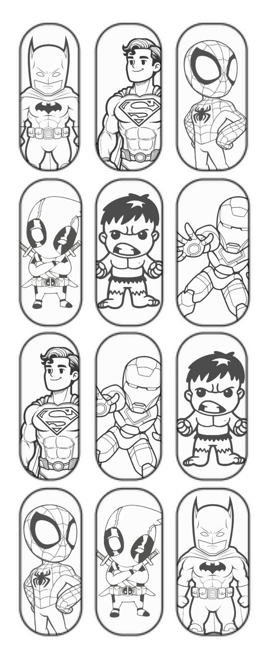 "Little Hero's" Color-In Decals (long)