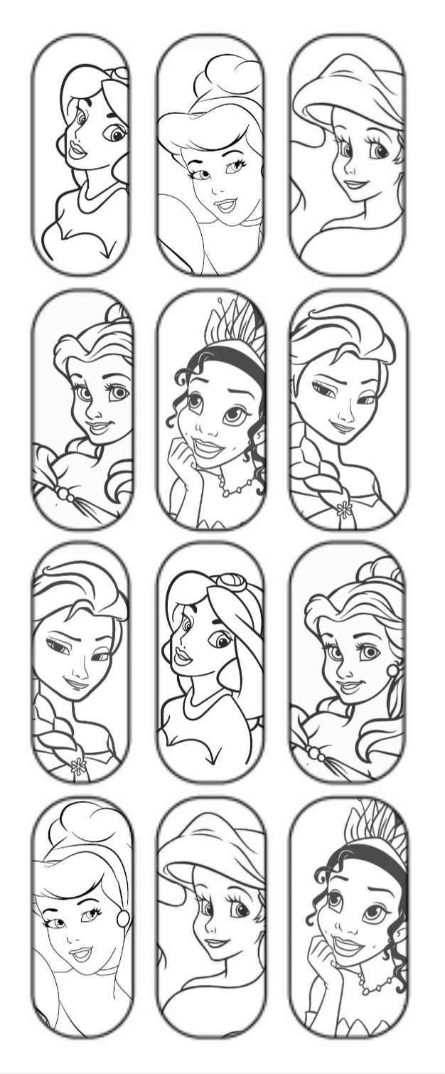 "Princess" Color-In Decals (long)