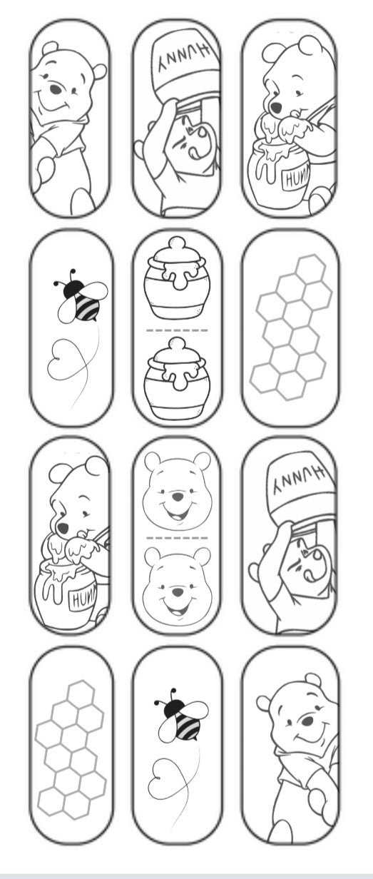 "Hunny Bear" Color-In Decals (long)